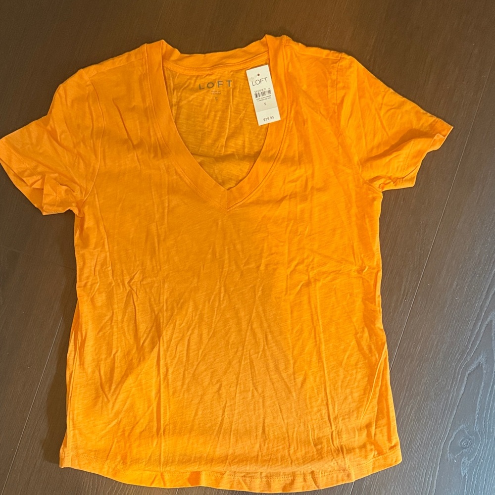 LOFT Bright Orange V-Neck Tee NWT
